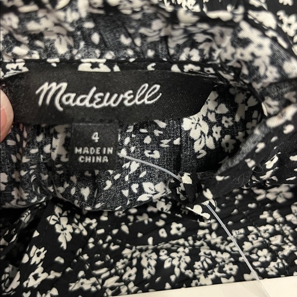 Madewell Smocked Crewneck Mini Dress in Harper Floral Black White NEW Size 4 - Picture 10 of 12